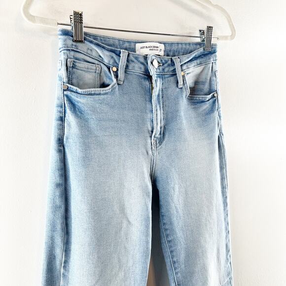 Just Black Mid Rise Straight Bootcut Raw Hem Jeans Light Wash Blue 27 / 4 - Picture 11 of 12